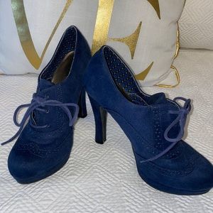 Royal blue platform Oxford heels
